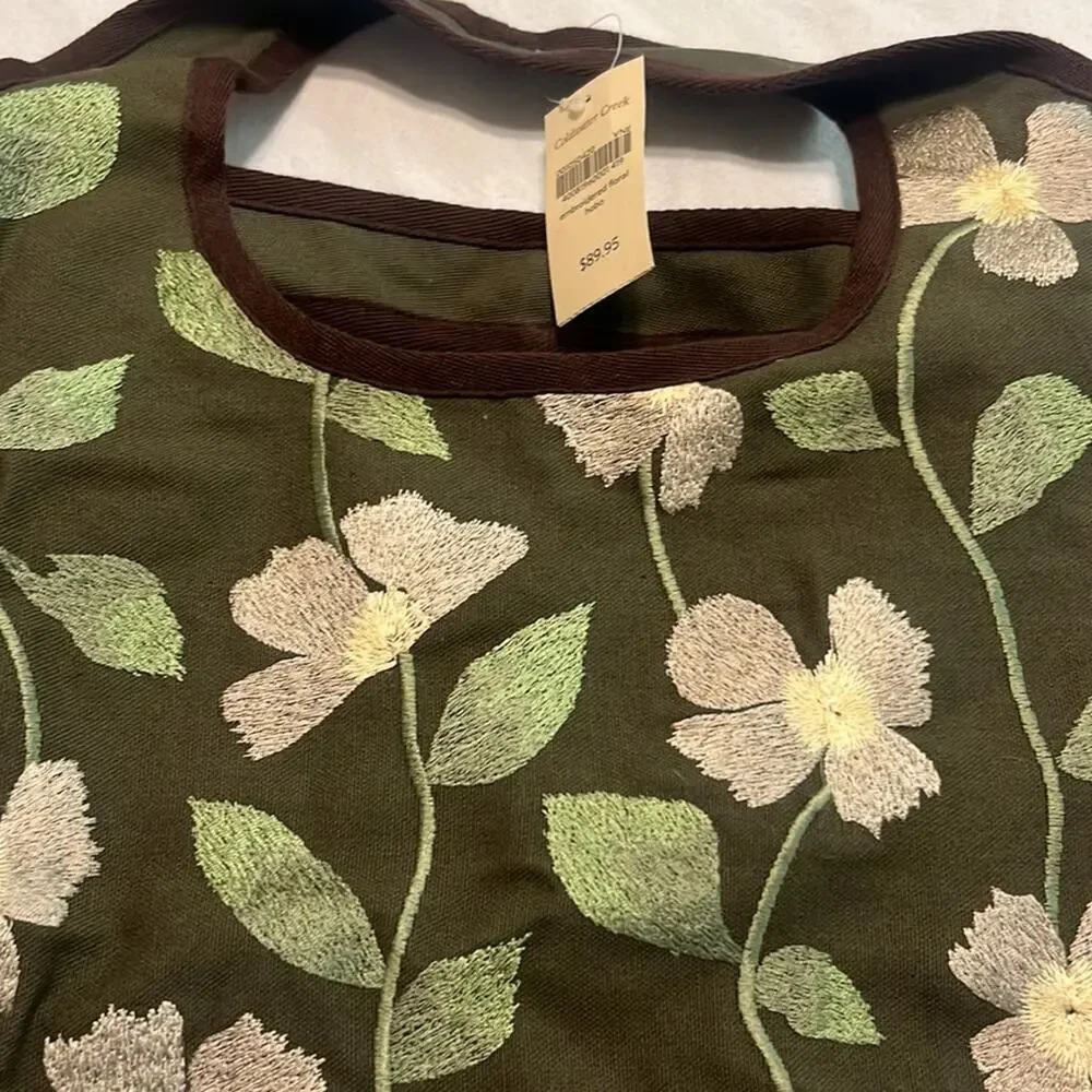 New with tags Coldwater Creek embroidered hobo bag.